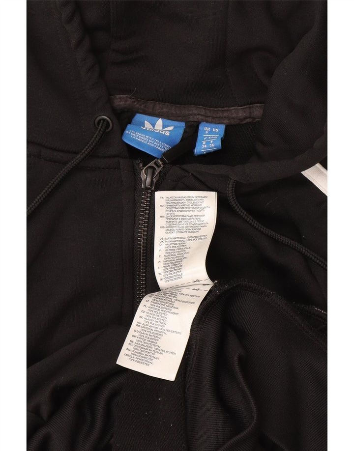 Maglione con cappuccio e zip da donna Adidas UK 8 piccolo poliestere nero