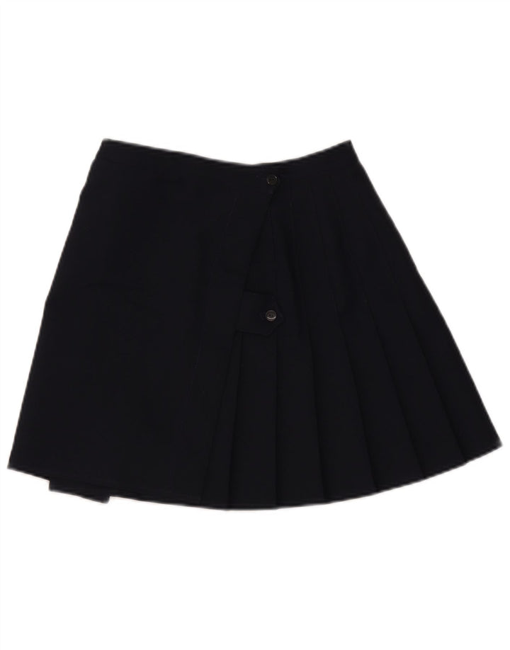 Mini gonna a pieghe vintage da donna UK 10 piccola blu navy