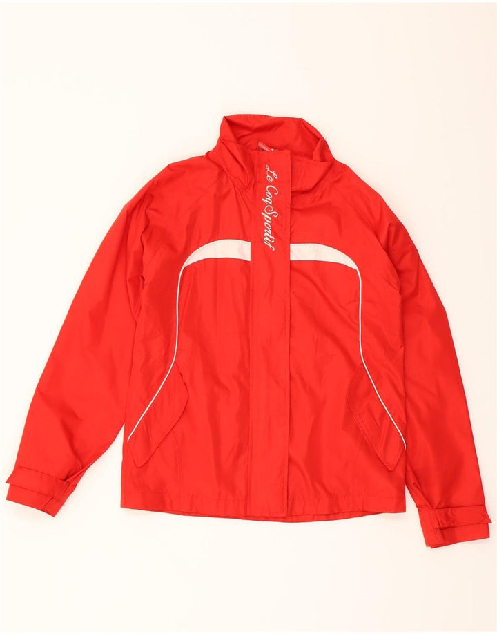 LE COQ SPORTIF Womens Graphic Rain Jacket UK 10 Small  Red Polyester Vintage Le Coq Sportif and Second-Hand Le Coq Sportif from Messina Hembry 