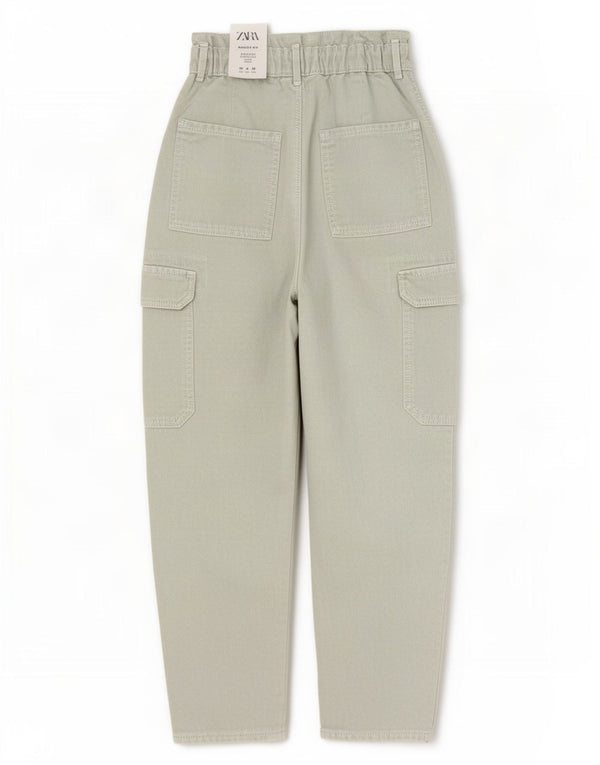 Jeans larghi da donna Zara a vita alta EU 32 2XS W22 L24 cotone verde