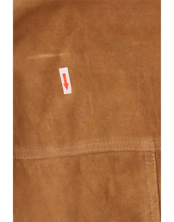 Giacca blazer in pelle scamosciata da donna a 2 bottoni Firenze UK 14 Pelle beige media