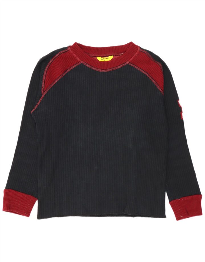 Maglia da uomo Meltin' Pot a maniche lunghe in cotone color block medio nero
