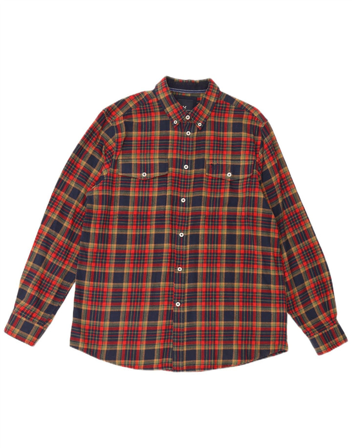 Crew Clothing Camicia da uomo in flanella dal taglio classico, grande motivo a quadri multicolore