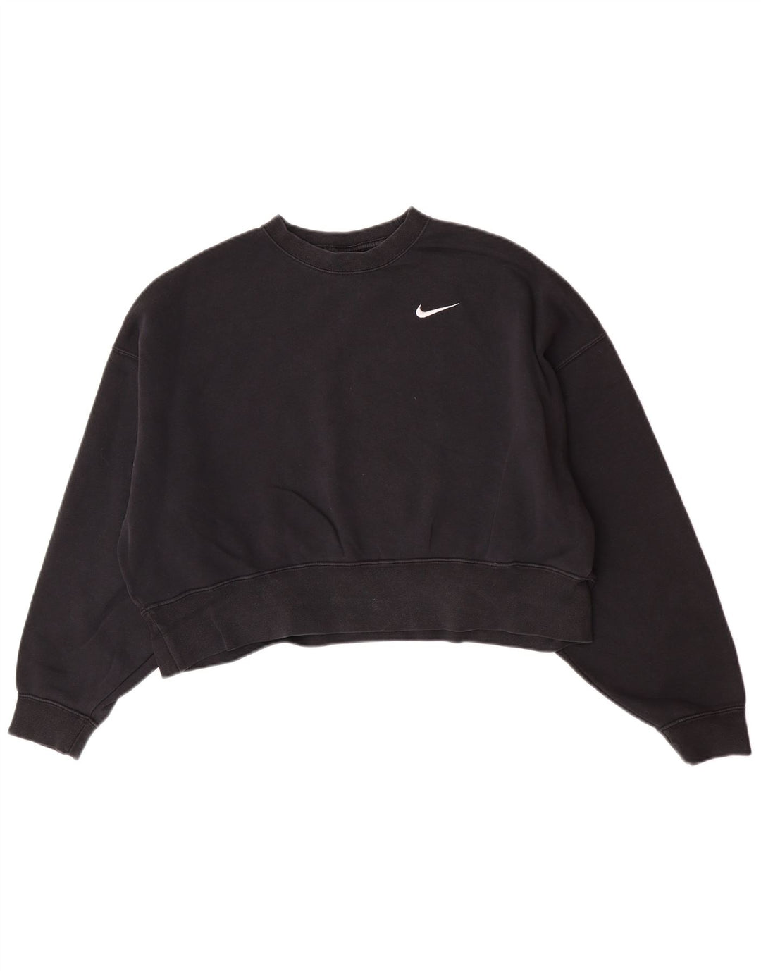 Felpa corta oversize da donna Nike, maglione UK 10, piccola, cotone nero