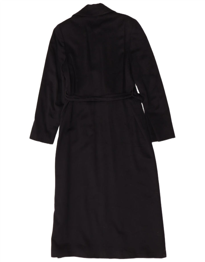 Soprabito vintage da donna IT 46 grande in lana vergine blu navy