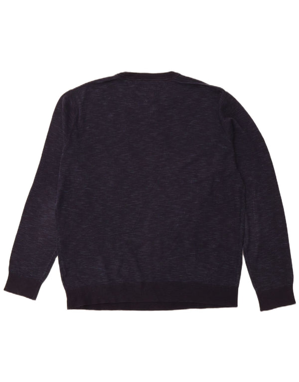 TOMMY HILFIGER Maglione maglione girocollo da uomo 2XL cotone screziato blu navy