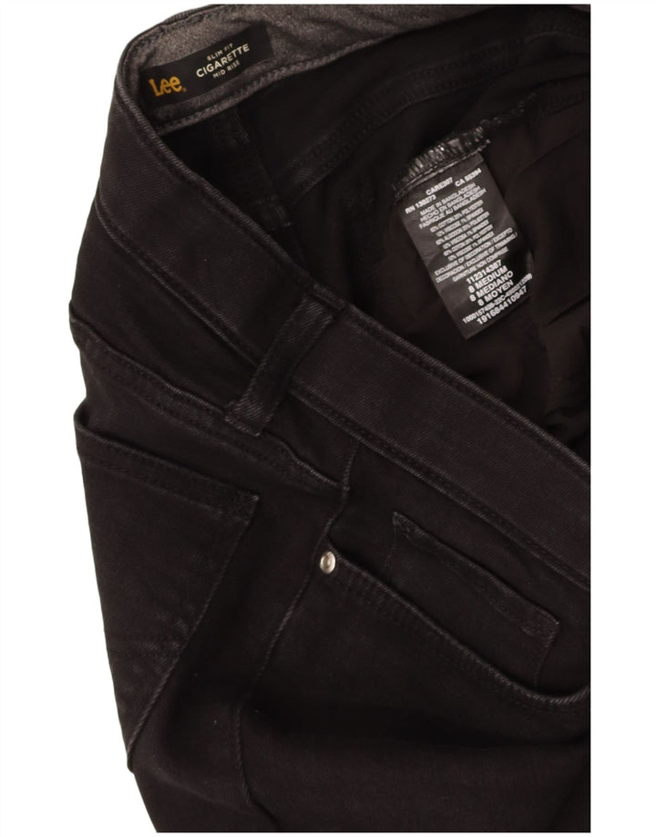 LEE Womens Cigarette Mid Rise Crop Slim Jeans US 8 Medium W32 L24 Black
