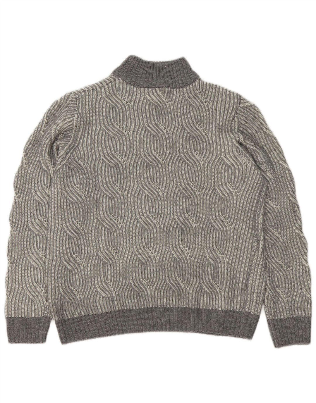 Maglione vintage da uomo con collo dolcevita UK 40/42 Grigio medio geometrico