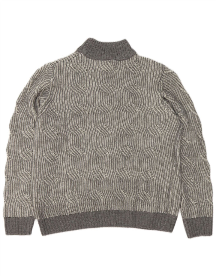 Maglione vintage da uomo con collo dolcevita UK 40/42 Grigio medio geometrico