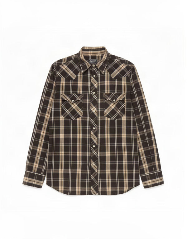 Camicia da uomo Gas Large in cotone a quadri neri