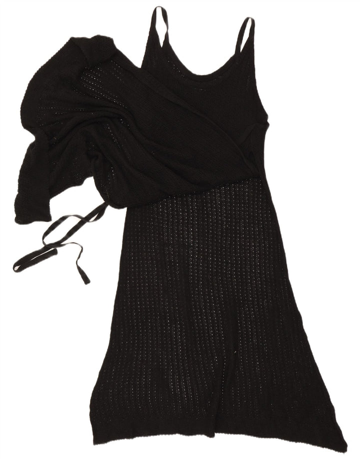 Abito asimmetrico in maglia senza maniche da donna Zara UK 14 medio nero