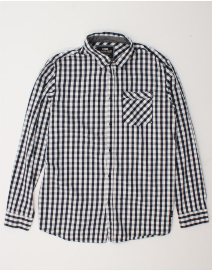 Camicia da uomo Jack & Jones 2XL in cotone a quadretti blu navy