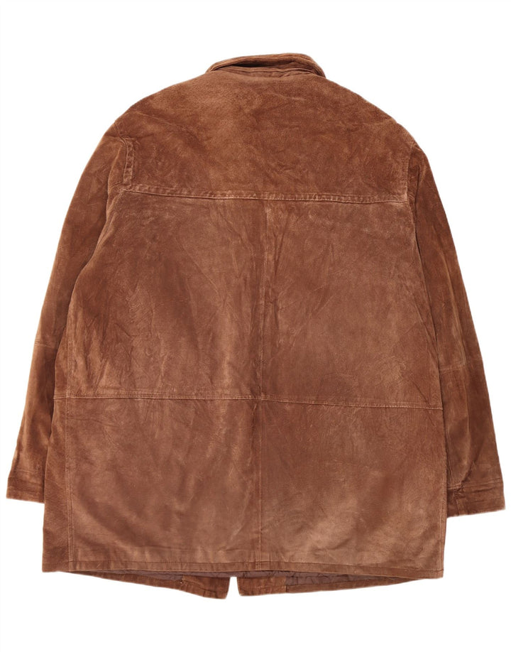 Giacca vintage in pelle scamosciata da uomo taglia 60 3XL in pelle marrone