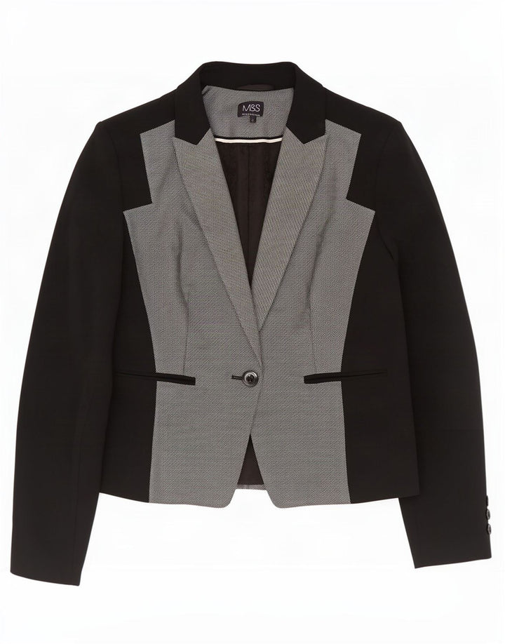 Giacca blazer a 1 bottone Marks & Spencer da donna UK 14 Large Black Colourblock