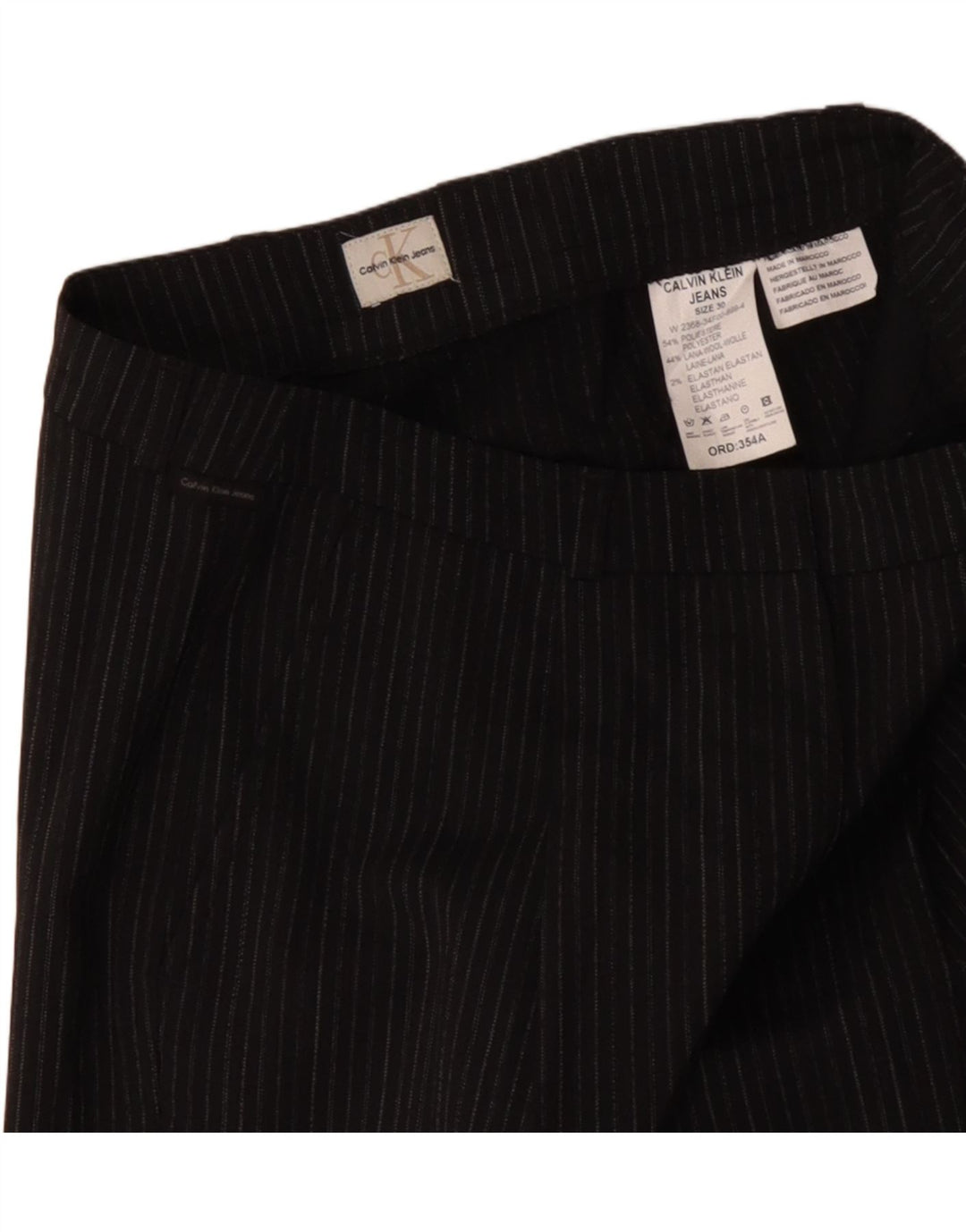 CALVIN KLEIN Pantaloni chino dritti da donna W30 L31 Poliestere a righe grigie