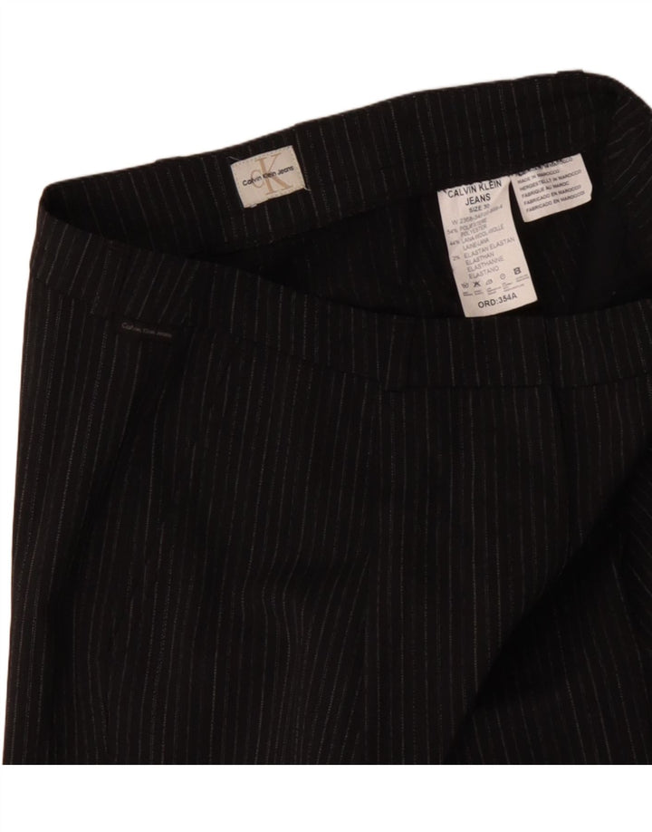 CALVIN KLEIN Pantaloni chino dritti da donna W30 L31 Poliestere a righe grigie