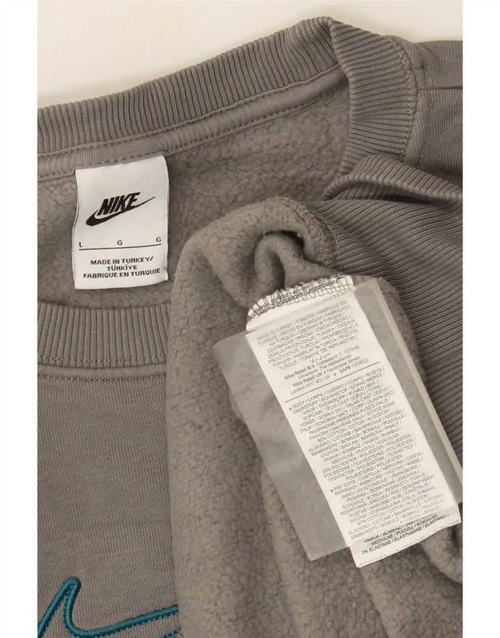 Felpa Nike da uomo vestibilità ampia, maglione grande, cotone grigio