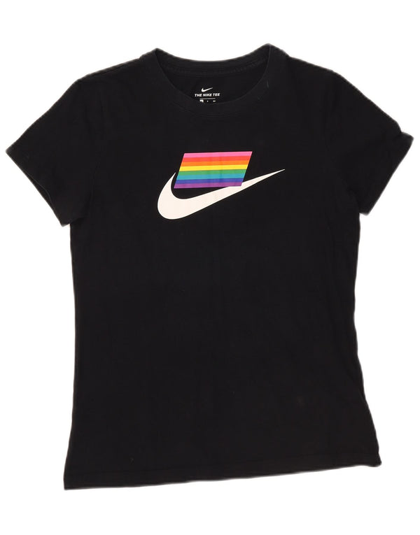 T-shirt grafica da donna Nike Top UK 10 piccola in cotone nero