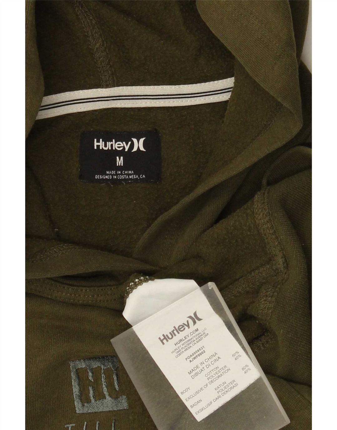 Felpa con cappuccio grafica da uomo Hurley, cotone medio kaki