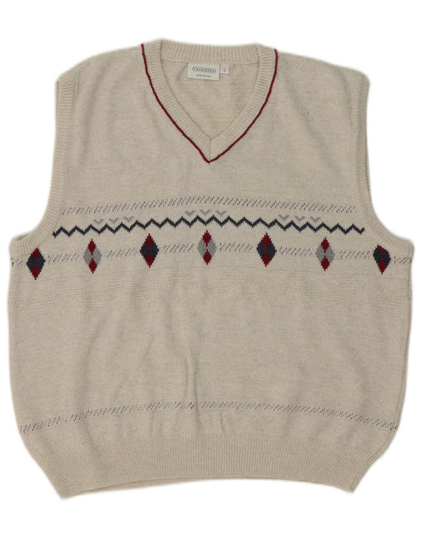 Canda Canotta da uomo Canotta grande Beige Argyle/Diamond Cotton