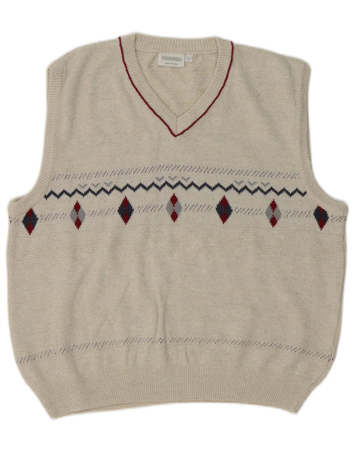 Canda Canotta da uomo Canotta grande Beige Argyle/Diamond Cotton