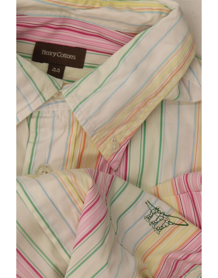 HENRY COTTONS Mens Short Sleeve Shirt Size 44 XL Multicoloured Striped Vintage Henry Cottons and Second-Hand Henry Cottons from Messina Hembry 