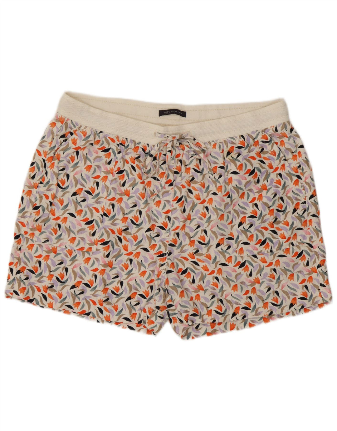 Pantaloncini da donna Marks & Spencer UK 16 Lino floreale multicolore grande