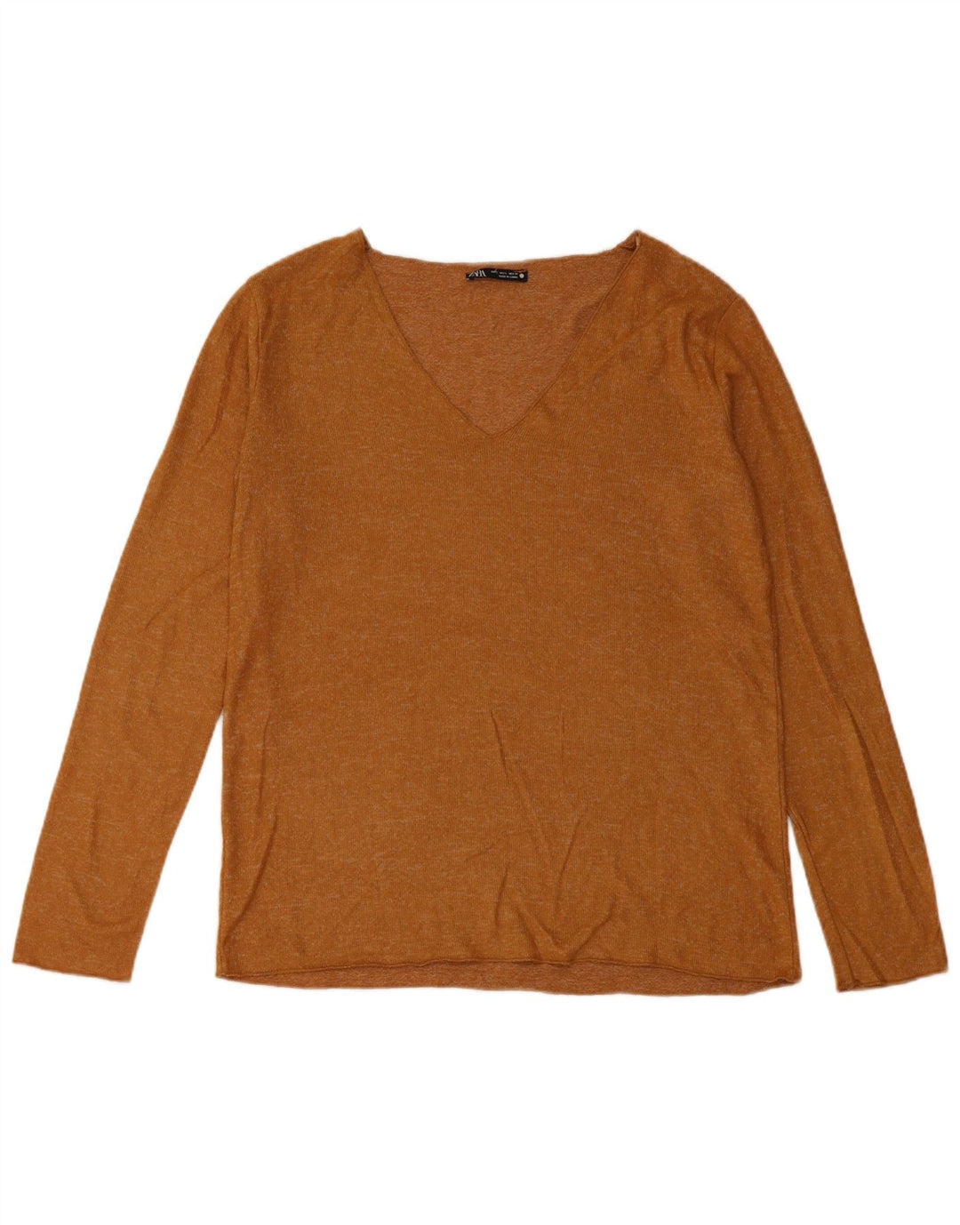 Top Zara da donna a maniche lunghe UK 14 grande marrone