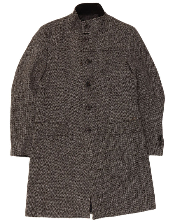 Cappotto Zara da uomo lungo dal taglio classico UK 40 grande a spina di pesce grigio