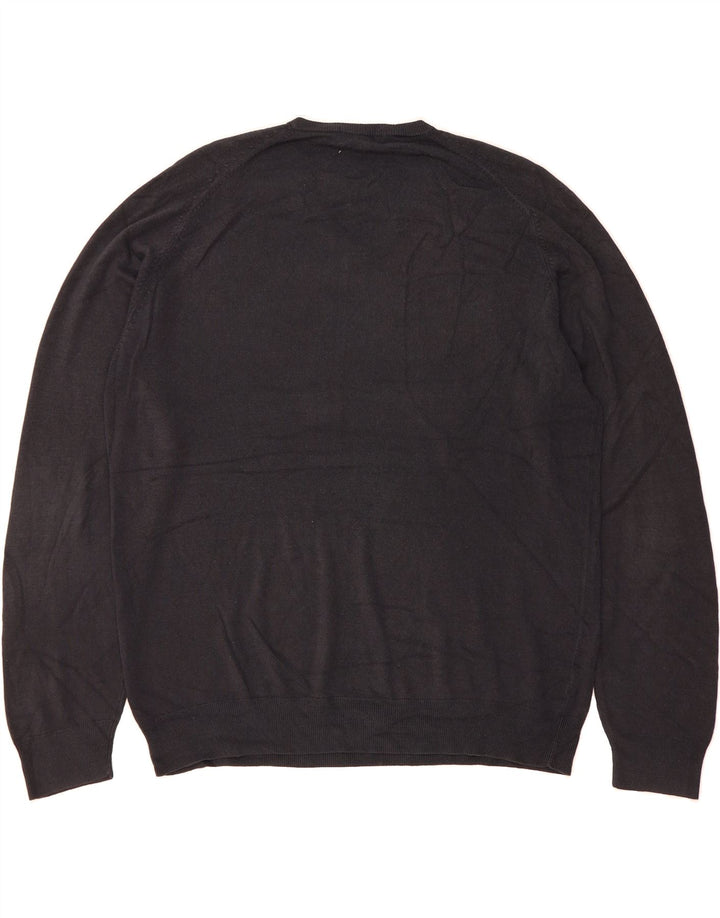 MARKS & SPENCER Mens V-Neck Jumper Sweater XL Navy Blue Acrylic Vintage Marks & Spencer and Second-Hand Marks & Spencer from Messina Hembry 