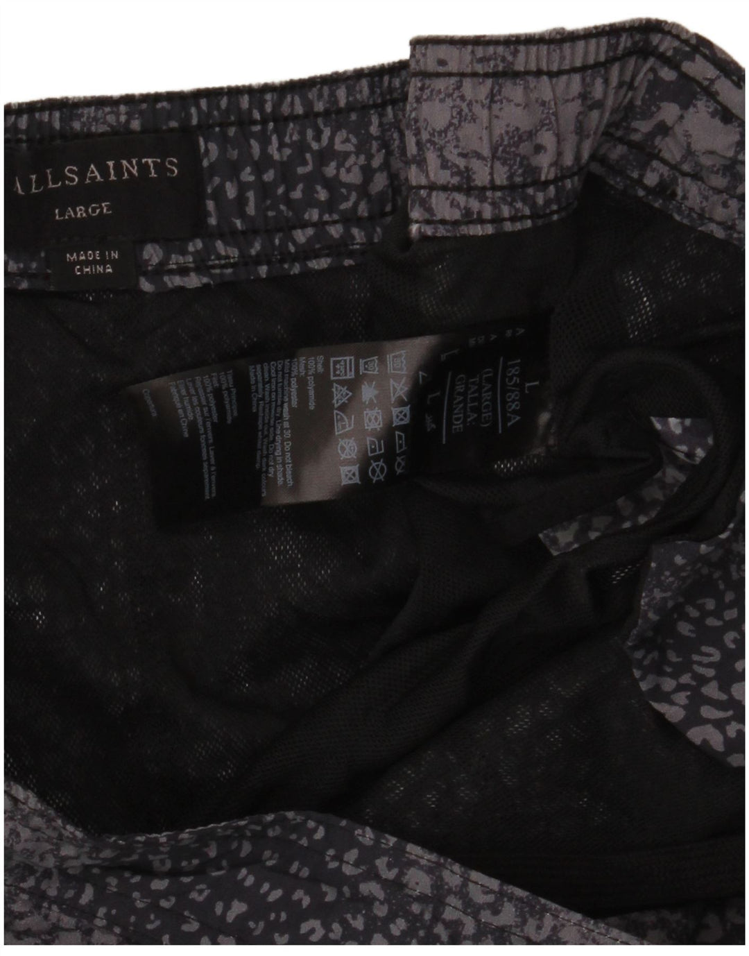 Pantaloncini da bagno da uomo All Saints Large in poliammide con stampa animalier nera