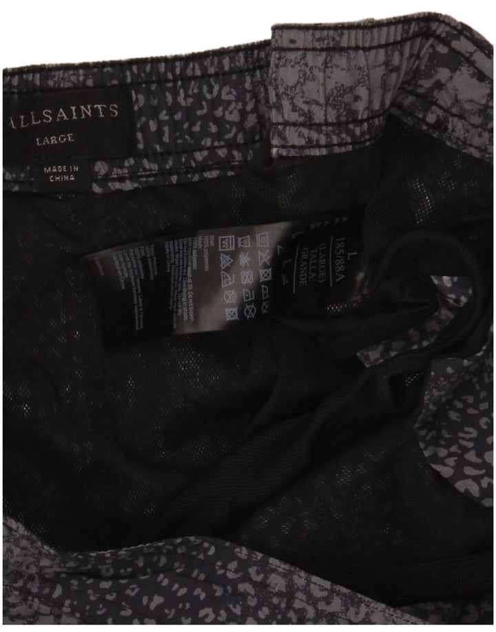 Pantaloncini da bagno da uomo All Saints Large in poliammide con stampa animalier nera