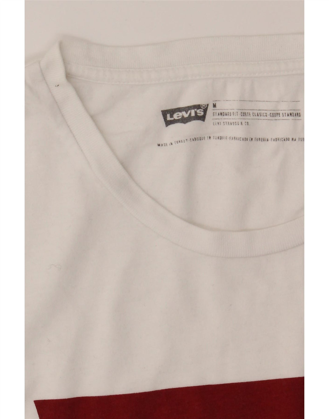 LEVI'S Mens Standard Fit Graphic T-Shirt Top Medium White Cotton Vintage Levi's and Second-Hand Levi's from Messina Hembry 