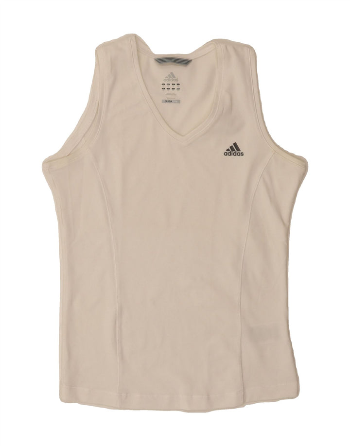 ADIDAS Womens Climalite Vest Top UK 14 Medium  White Polyester Vintage Adidas and Second-Hand Adidas from Messina Hembry 