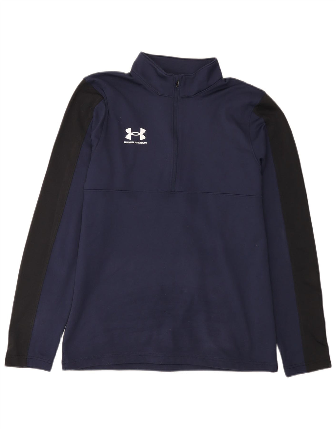 Under Armour Maglia da uomo con zip e collo a maniche lunghe, colore blu navy medio
