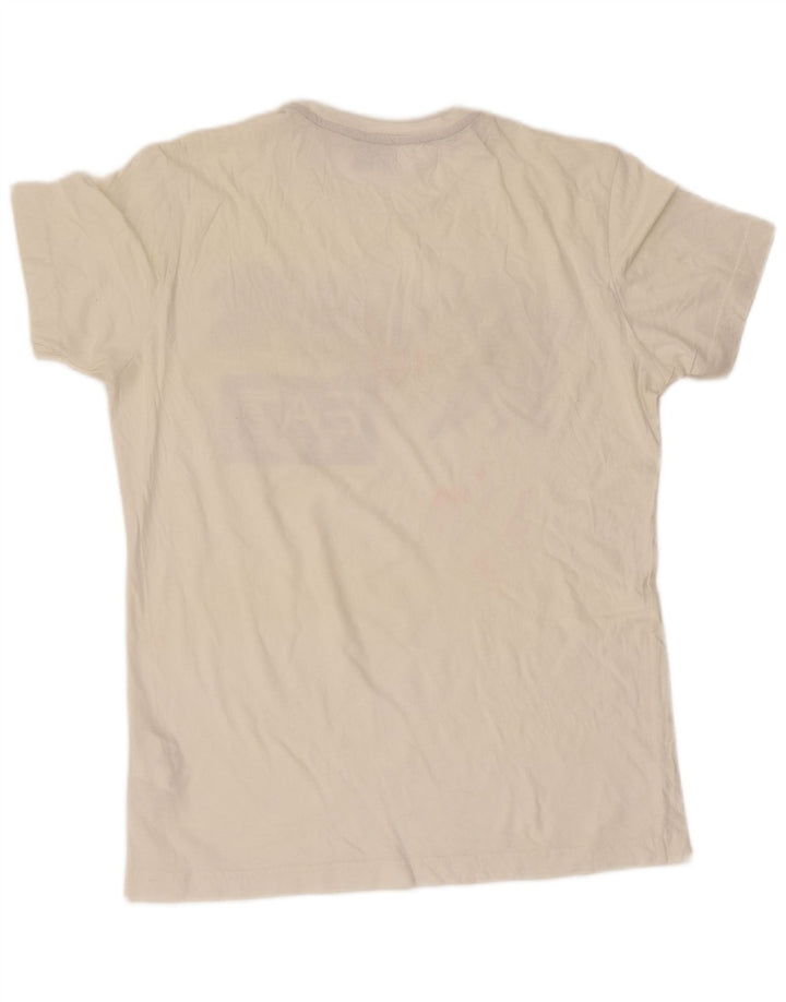 T-shirt grafica da donna EMPORIO ARMANI Top UK 14 cotone bianco medio