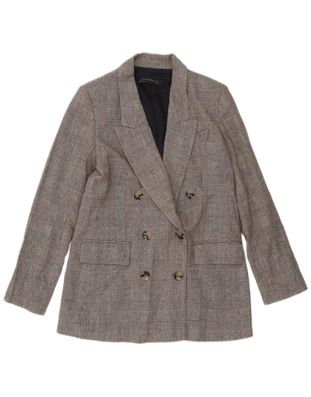 Giacca blazer doppiopetto da donna ZARA UK 14 pied de poule grigio medio