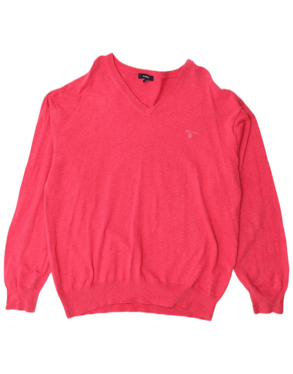 Maglione maglione con scollo a V da donna Gant UK 22 3XL Cotone rosa