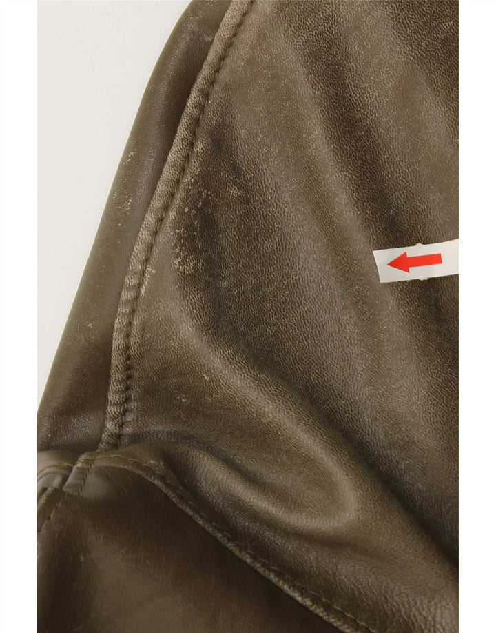 Giacca bomber in pelle da uomo vintage UK 38 medio kaki