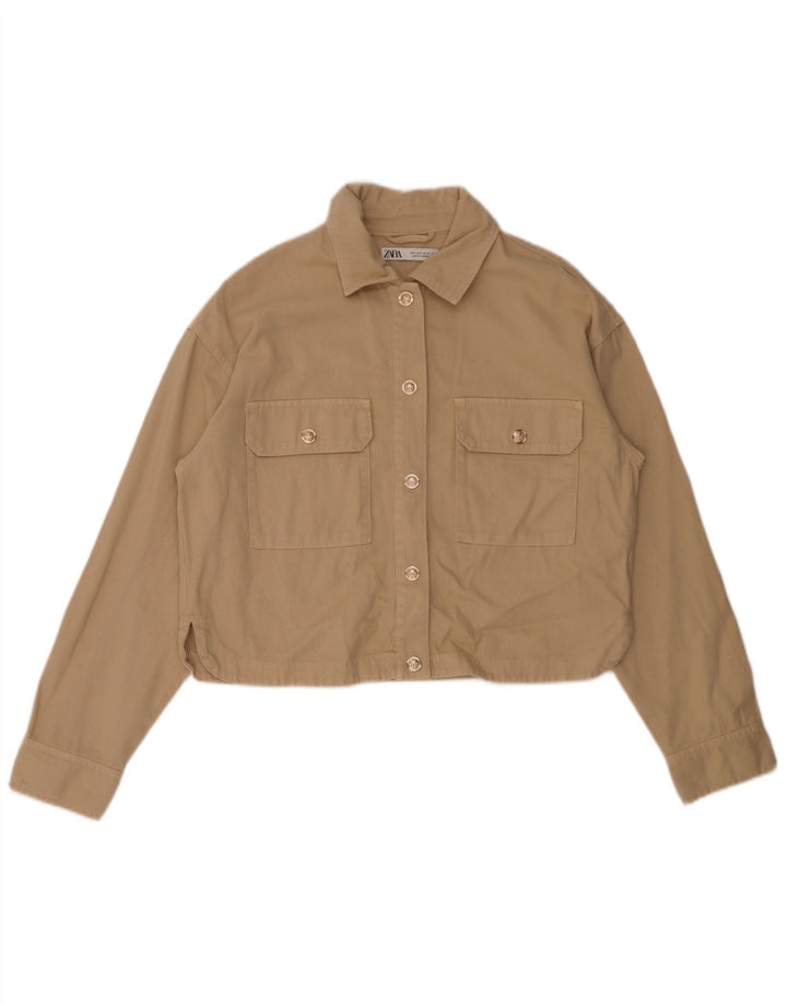 Giubbotto bomber oversize corto da donna Zara UK 10 piccolo cotone beige