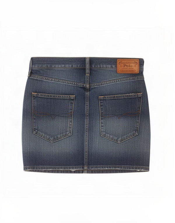 Mini gonna di jeans da donna Polo Ralph Lauren US 4 Small W28 cotone blu