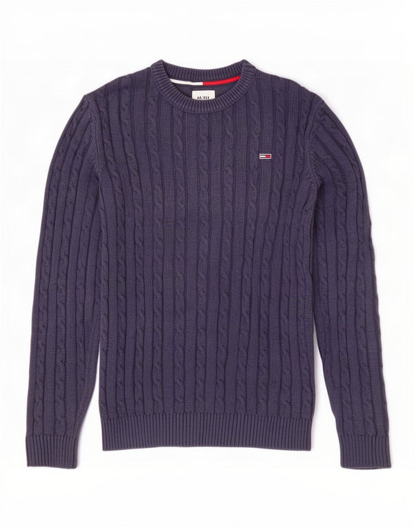 Maglione maglione girocollo da uomo Tommy Hilfiger piccolo in cotone blu navy