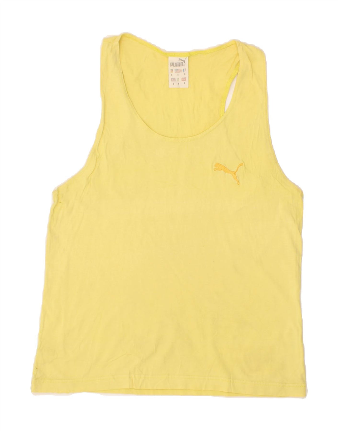 PUMA Womens Vest Top UK 10 Small Yellow Cotton Vintage Puma and Second-Hand Puma from Messina Hembry 