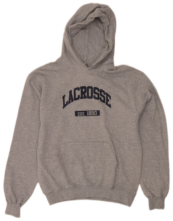 Felpa con cappuccio grafica Champion Lacrosse 1890 da uomo grigio medio chiazzato