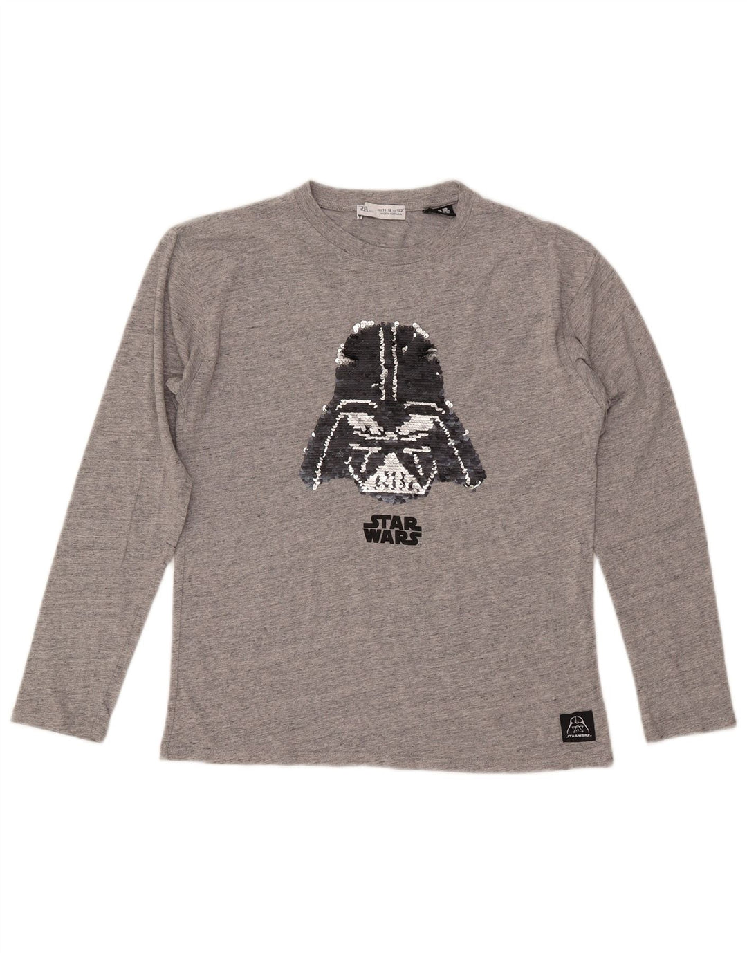 Top grafico per bambina ZARA manica lunga 11-12 anni in cotone grigio