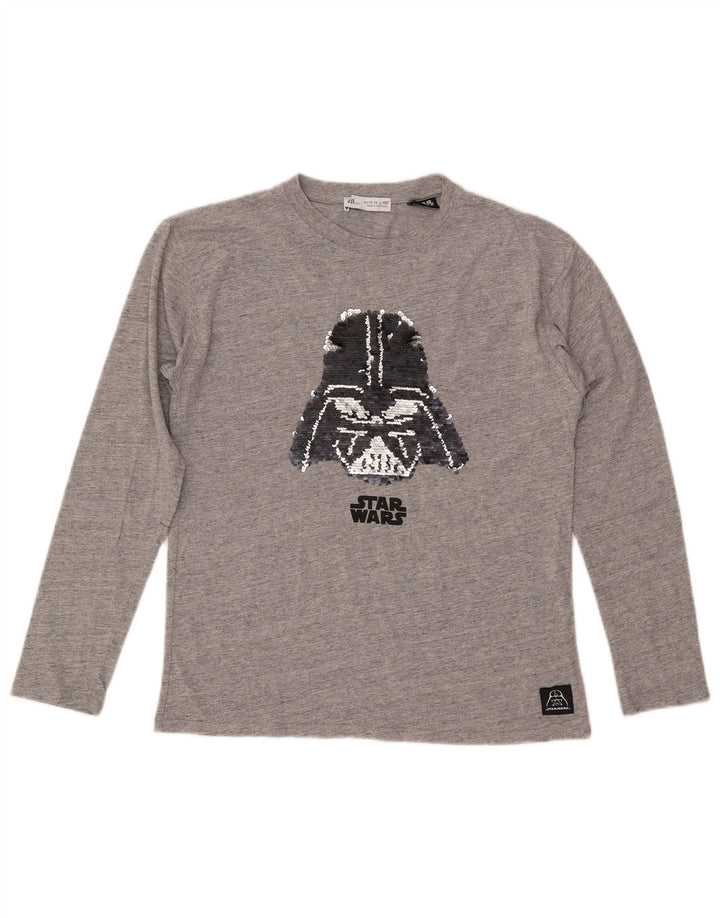 Top grafico per bambina ZARA manica lunga 11-12 anni in cotone grigio