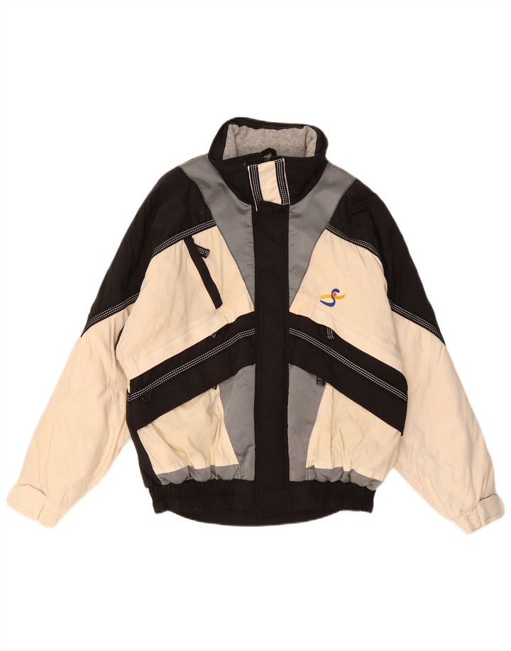 Giacca da sci sportiva da uomo con vestibilità ampia con cappuccio IT 46 Small White Colourblock