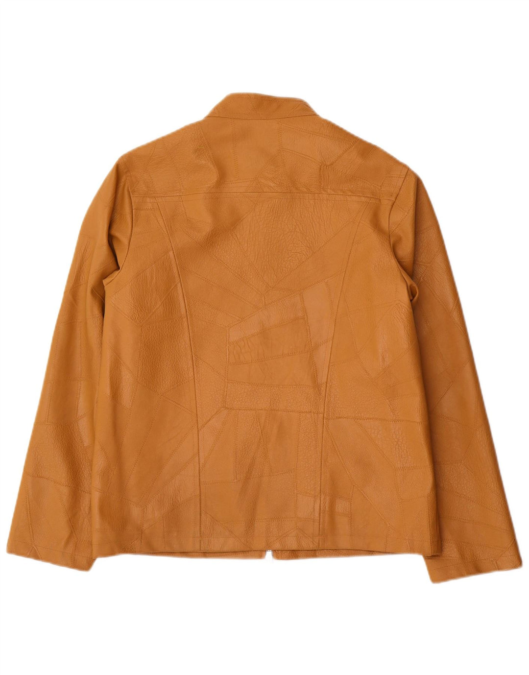 Giacca vintage da donna in ecopelle UK 14 Grande patchwork beige in polivinile