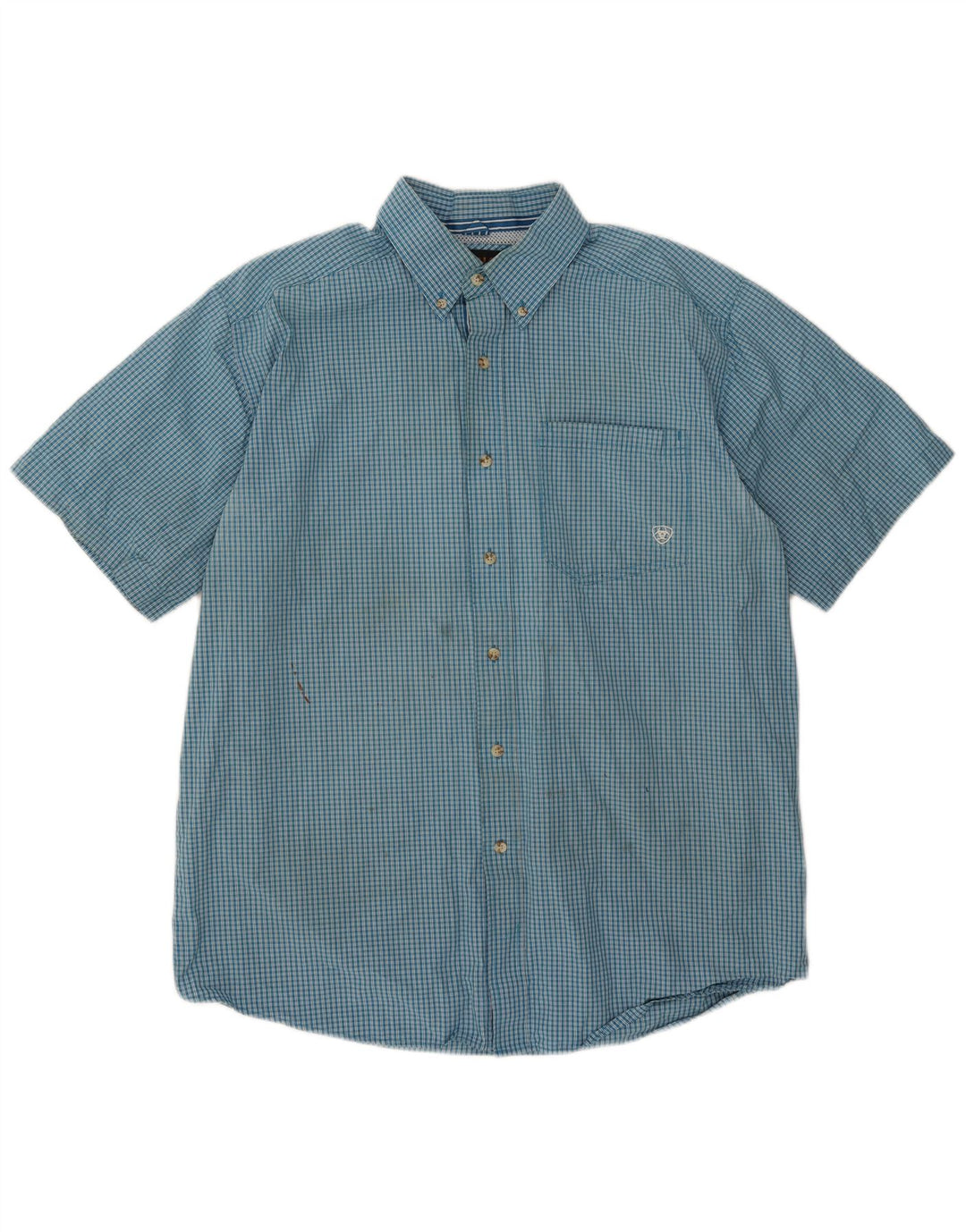 Camicia a maniche corte da uomo Ariat grande a quadretti blu
