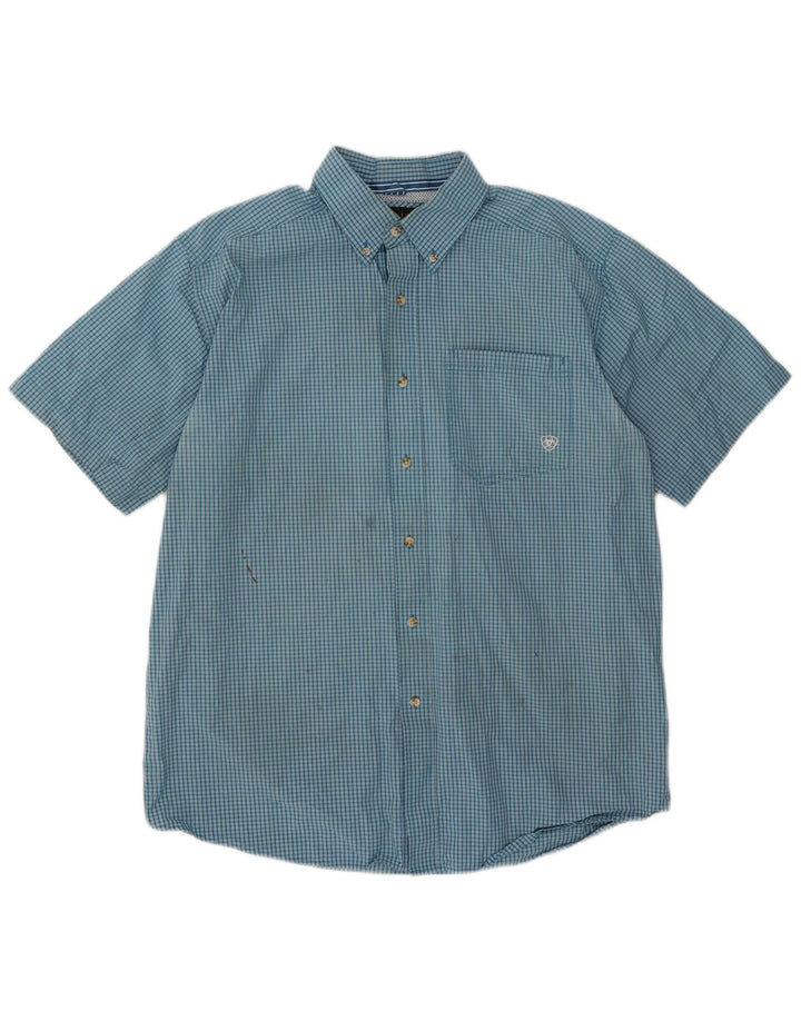 Camicia a maniche corte da uomo Ariat grande a quadretti blu